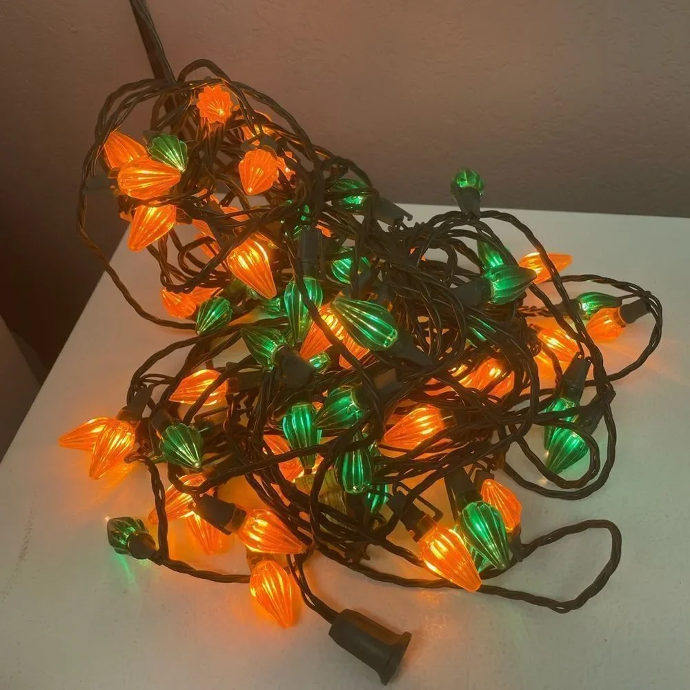 Vintage Orange Green Christmas Halloween String Lights